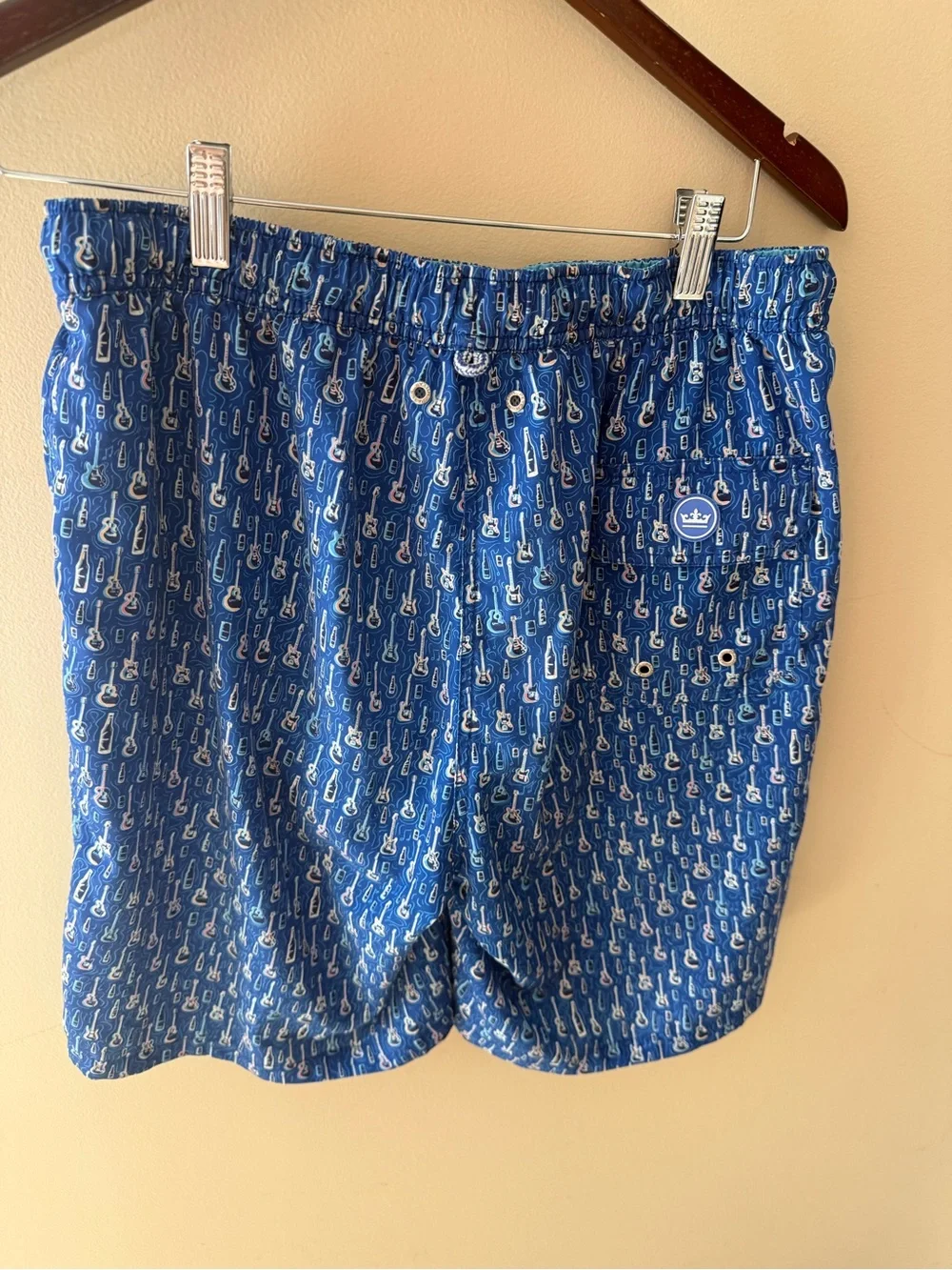 Men's Peter Millar Seaside Swim Trunks Shorts Blue Guitars M